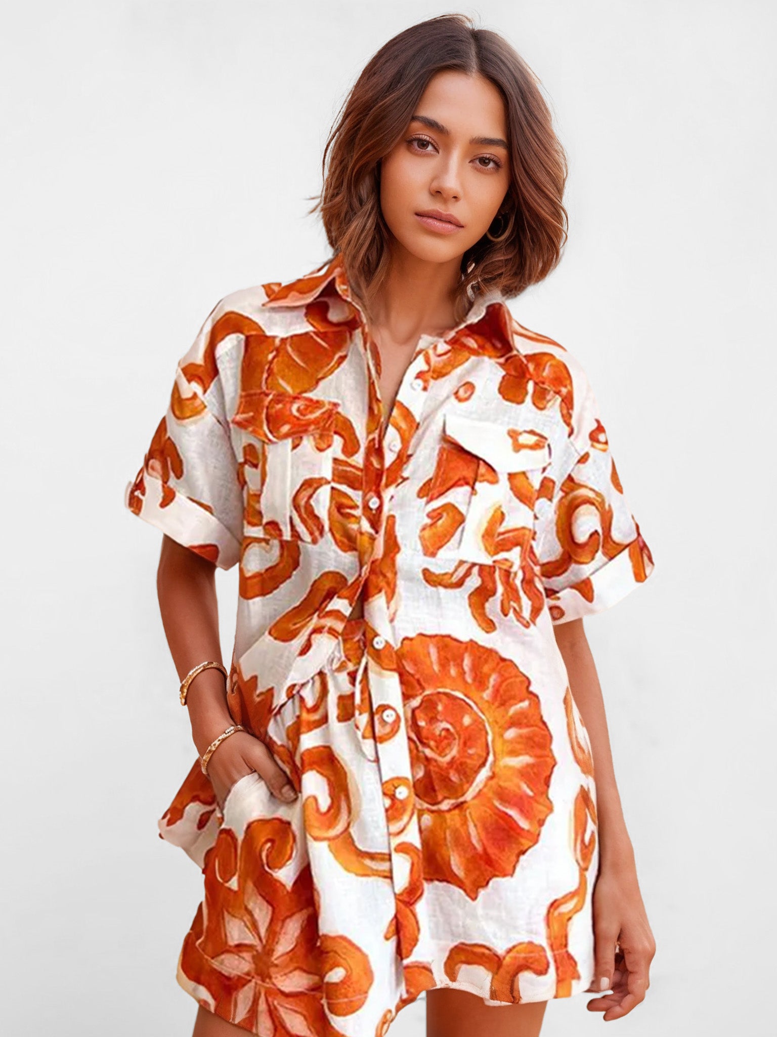 Sunset Swirl Print Two-Piece Set