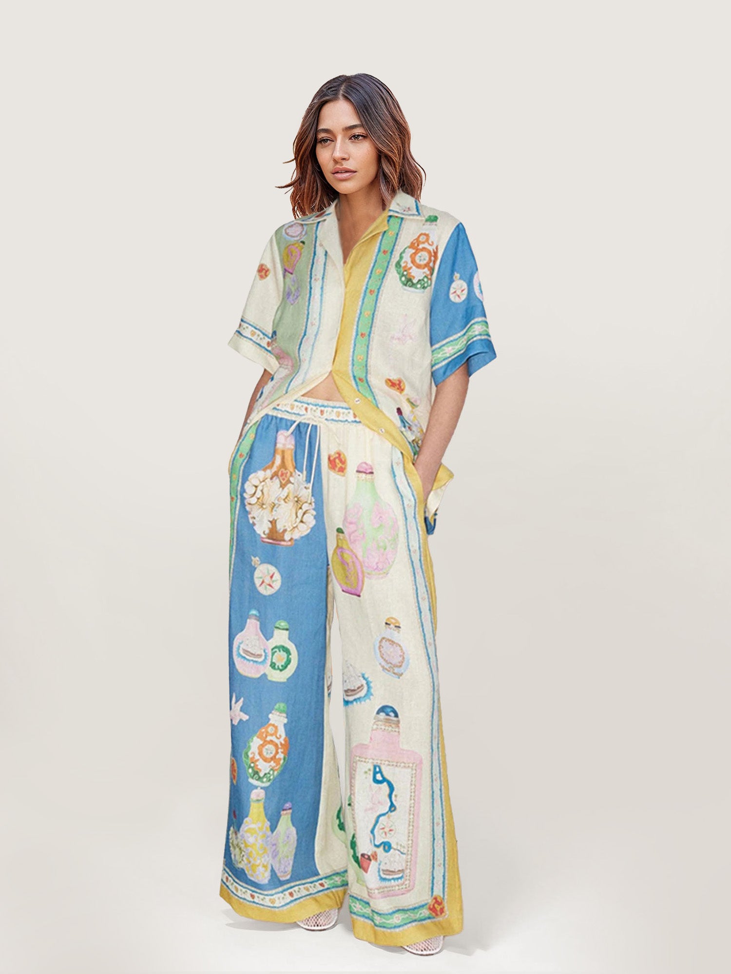 Court-Inspired Painted Print Pants