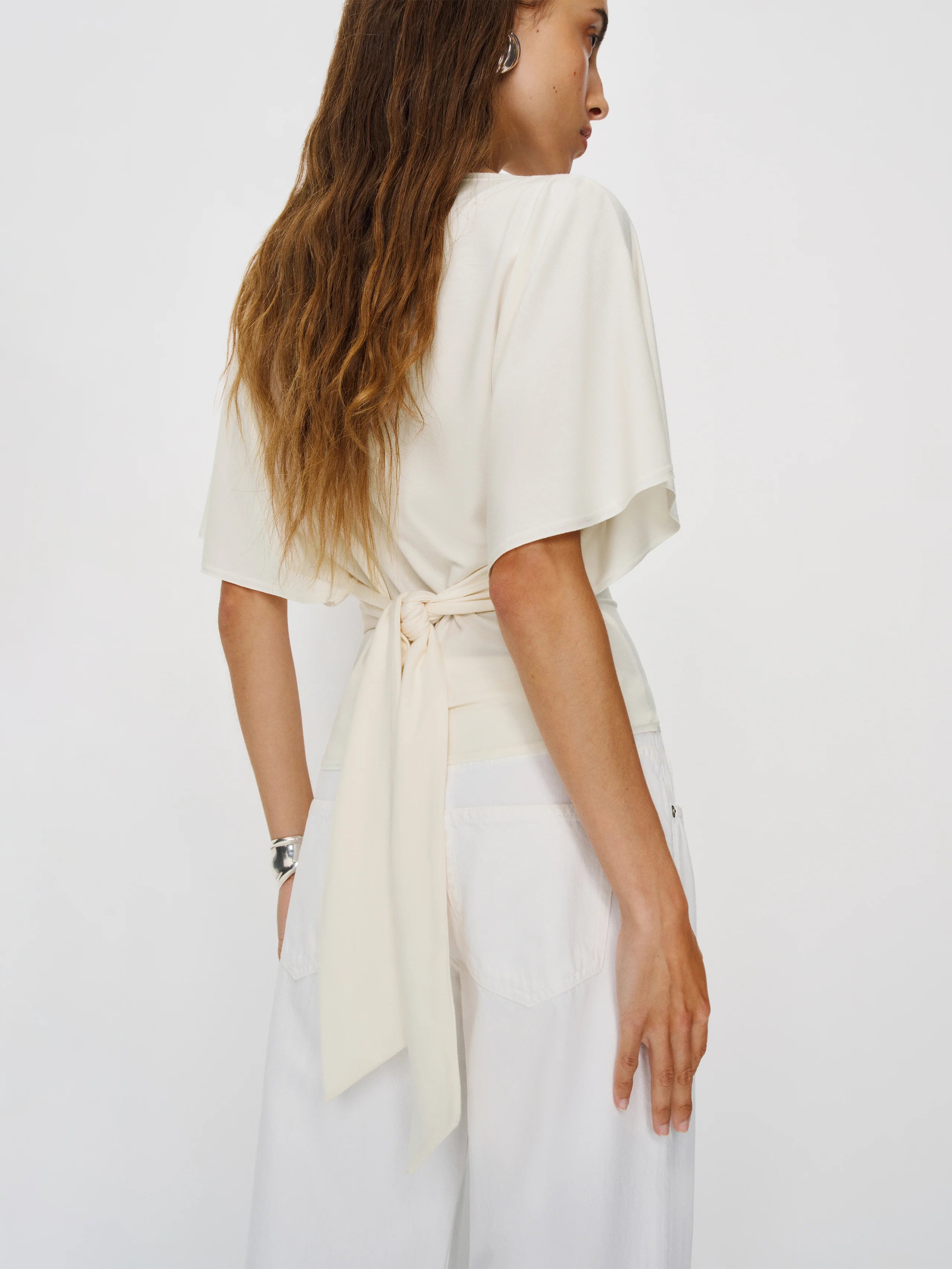 Batwing Sleeve Tie Top