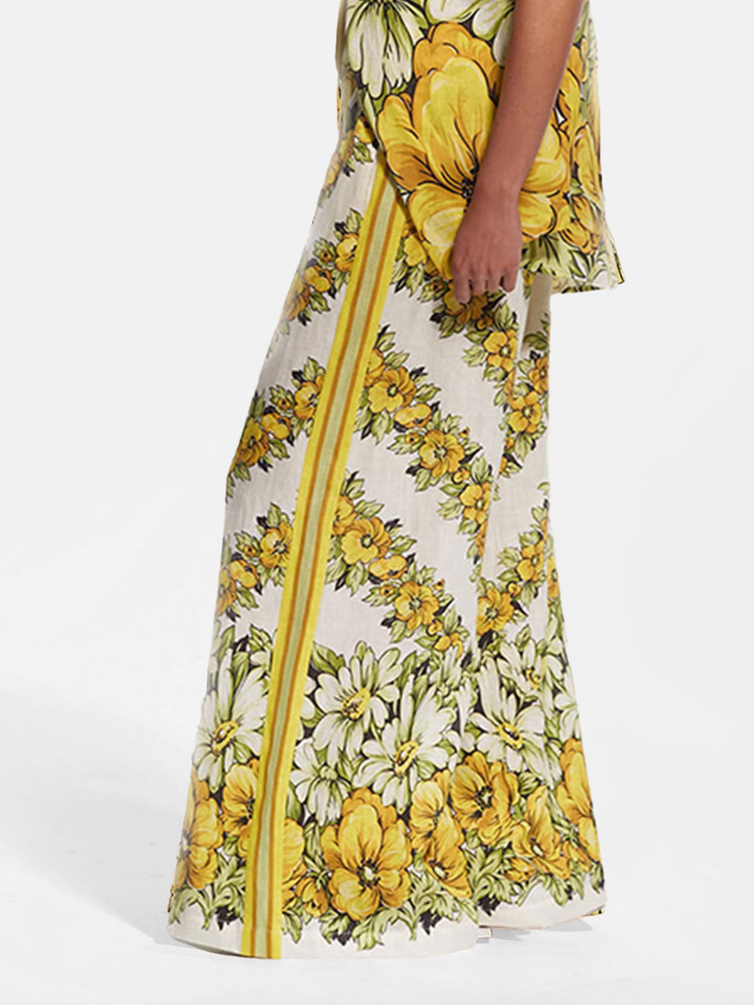 Tropical Print Wide-Leg Pants
