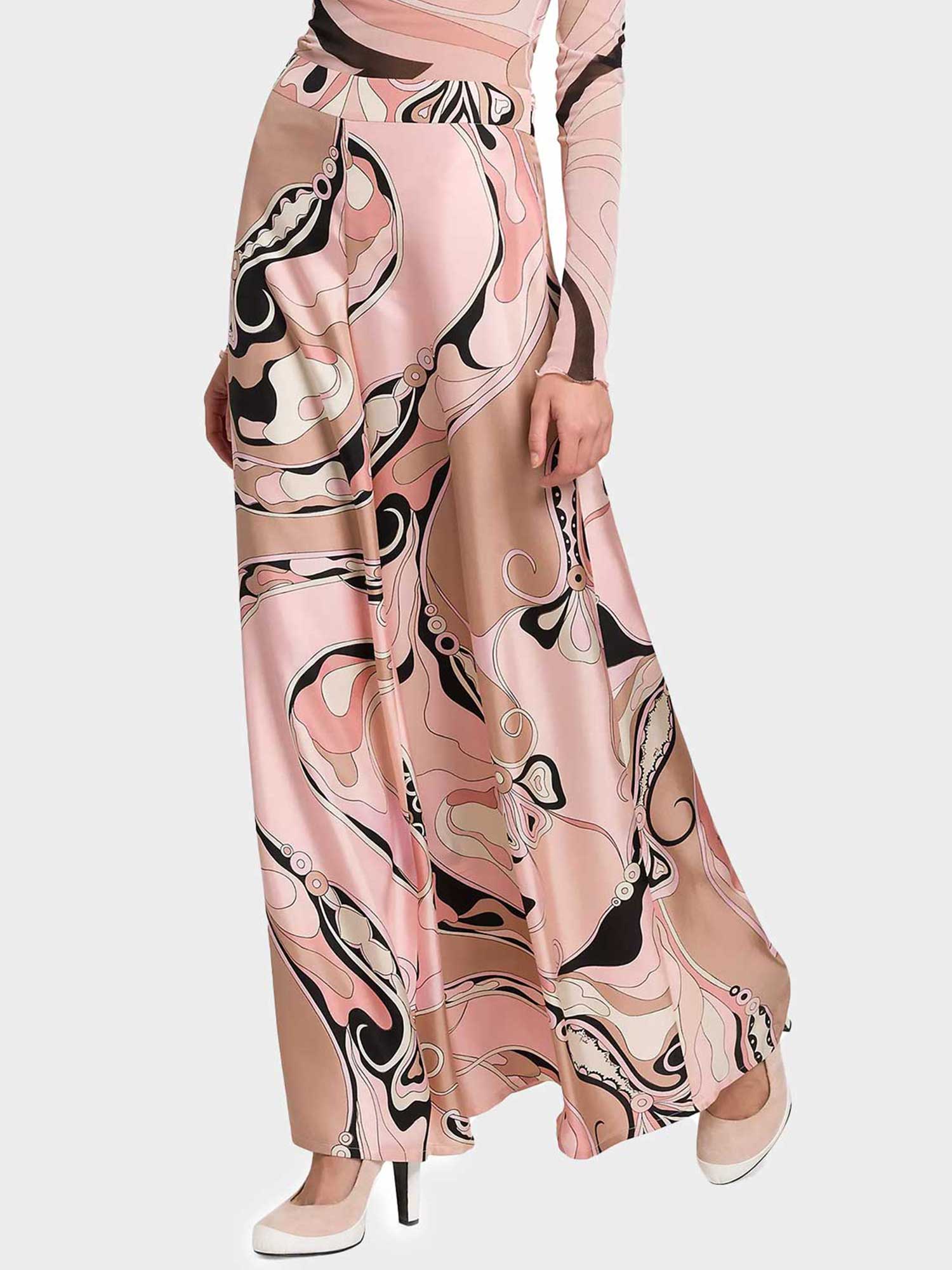 High Waist Wide Leg Abstract Print Pants