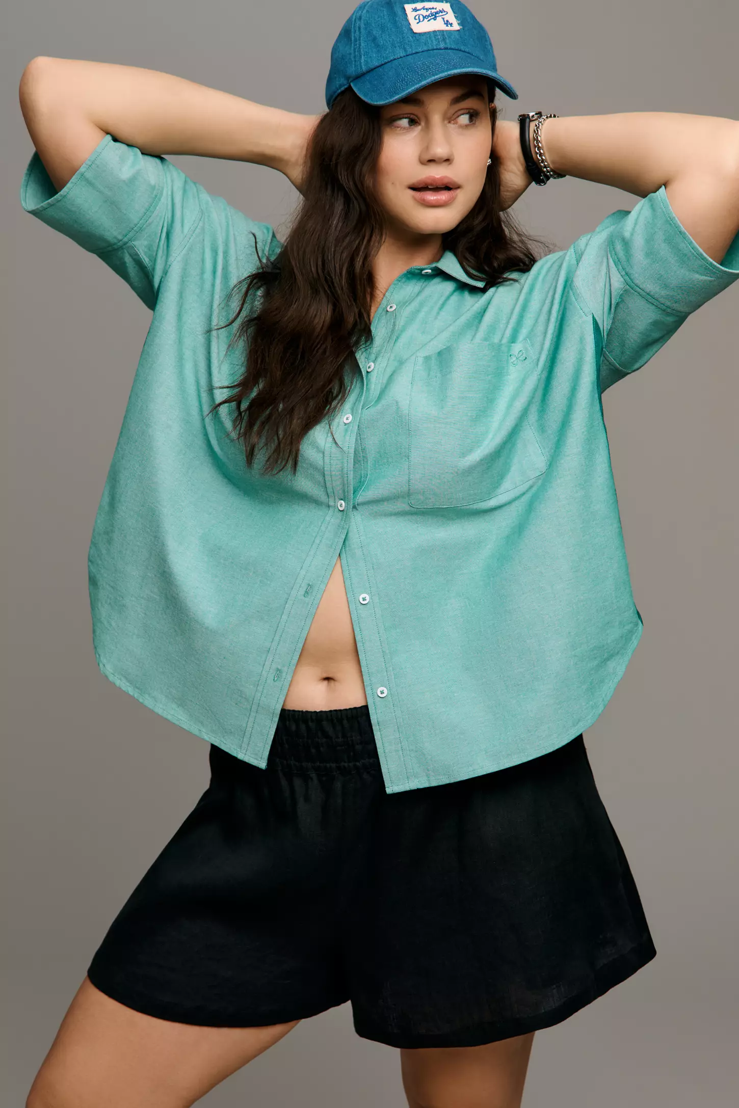 2026 Ice Cream Colored French Style Striped Patchwork Shirt With Pockets