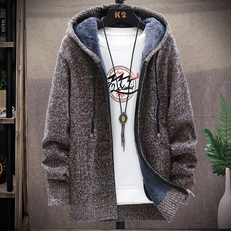 Autumn/Winter Gentleman's Warm Hooded Cardigan Sweater