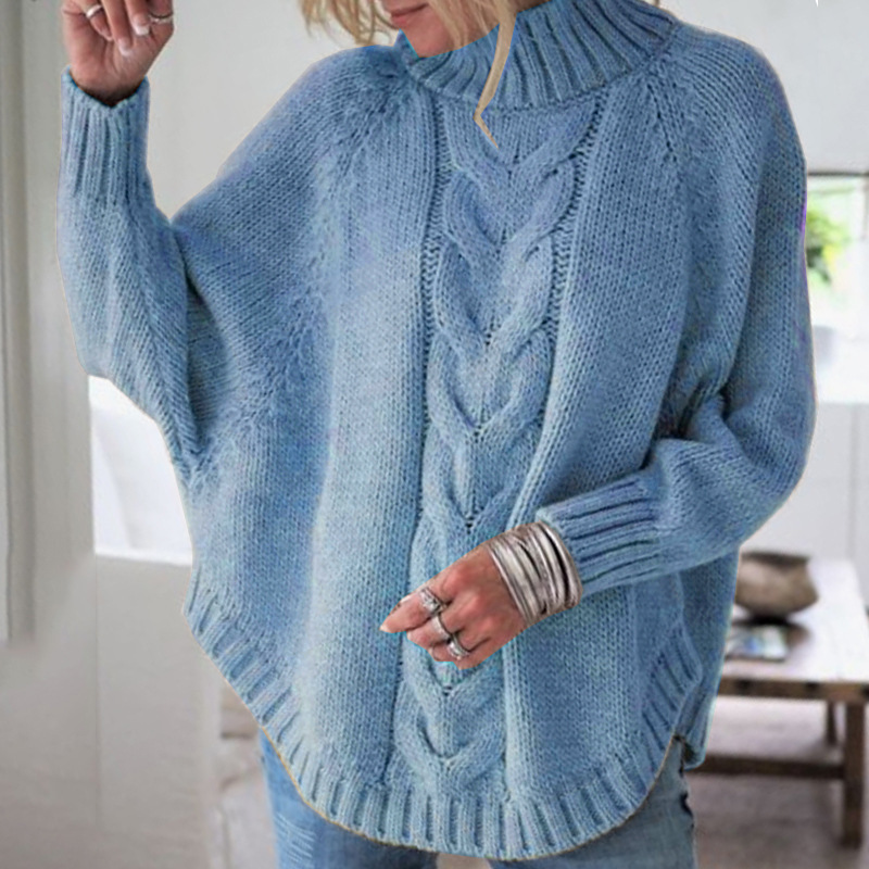 Comfortable plus size bat-sleeved sweater