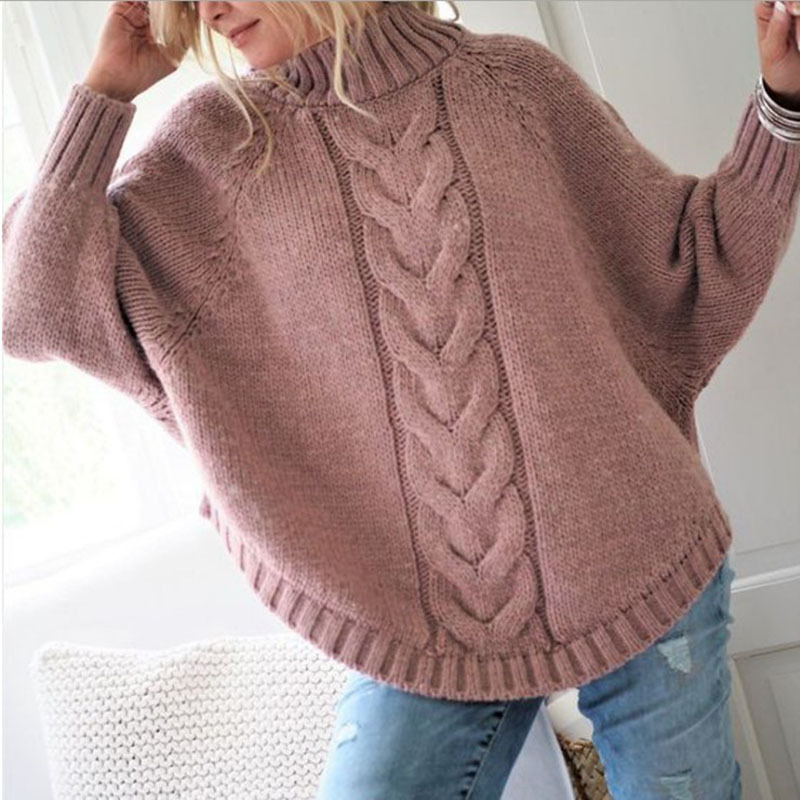 Comfortable plus size bat-sleeved sweater