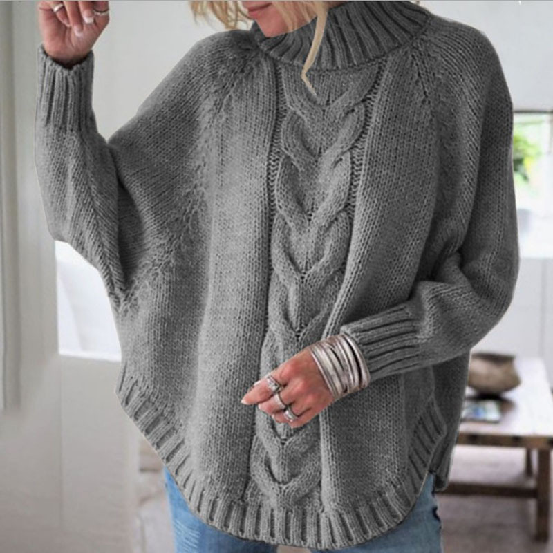 Comfortable plus size bat-sleeved sweater