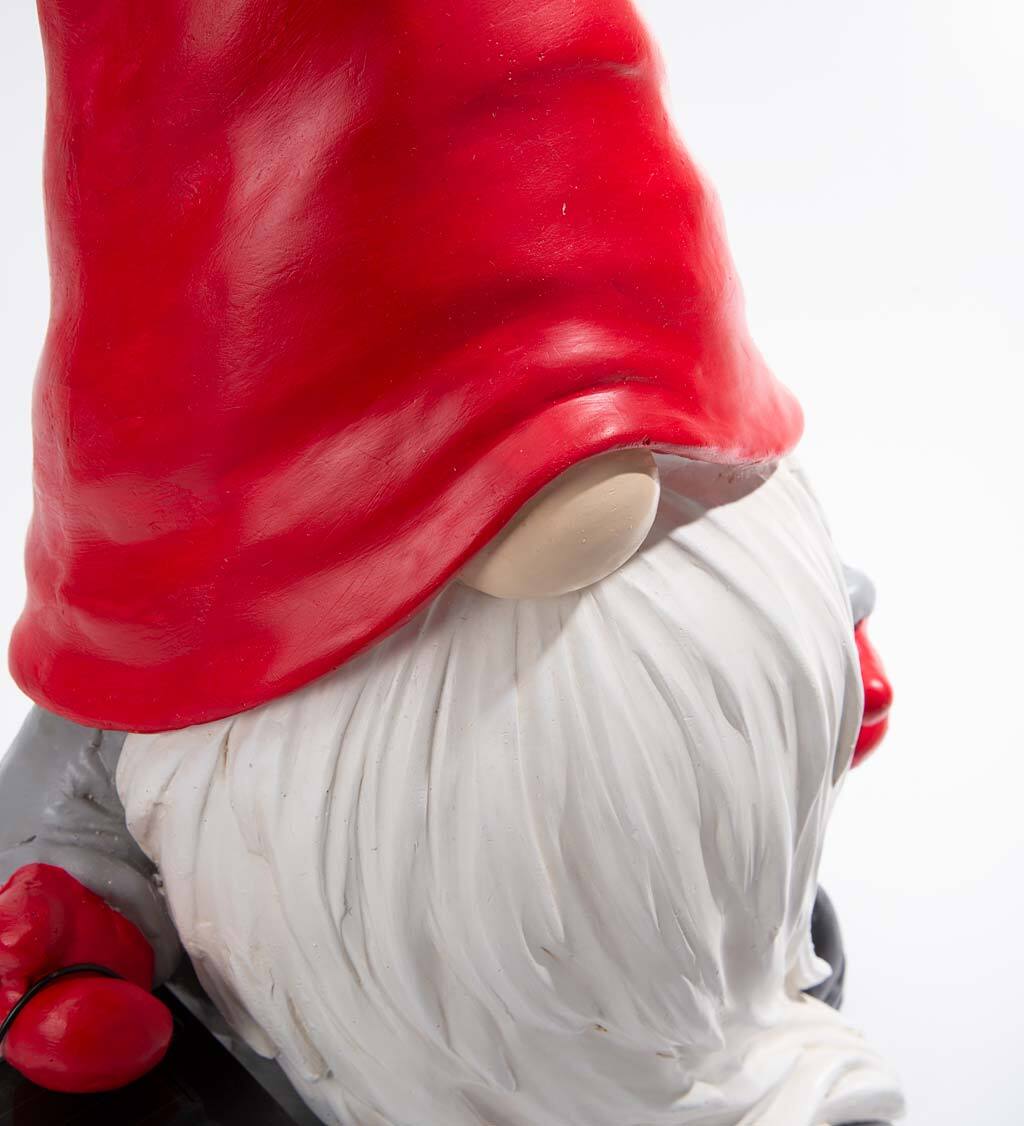 Welcome Home Gnome Sculpture with Solar-Powered Lantern