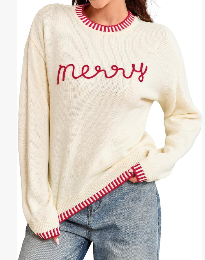 2025💖 Christmas Loose-fitting Crew Neck Knitted Cashmere Pullover