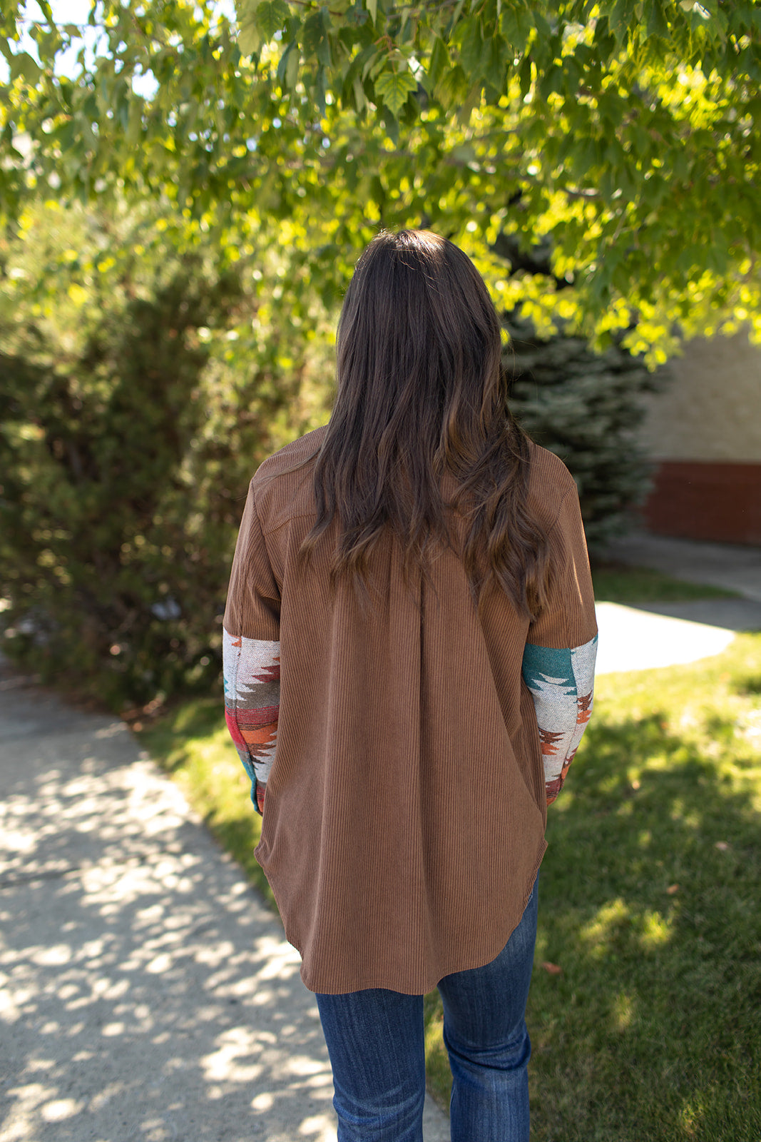 Brown Corduroy Nomad Aztec Shacket (SM-2X)