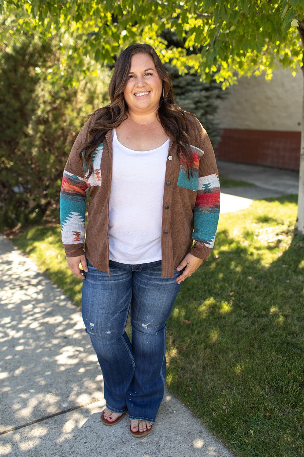 Brown Corduroy Nomad Aztec Shacket (SM-2X)