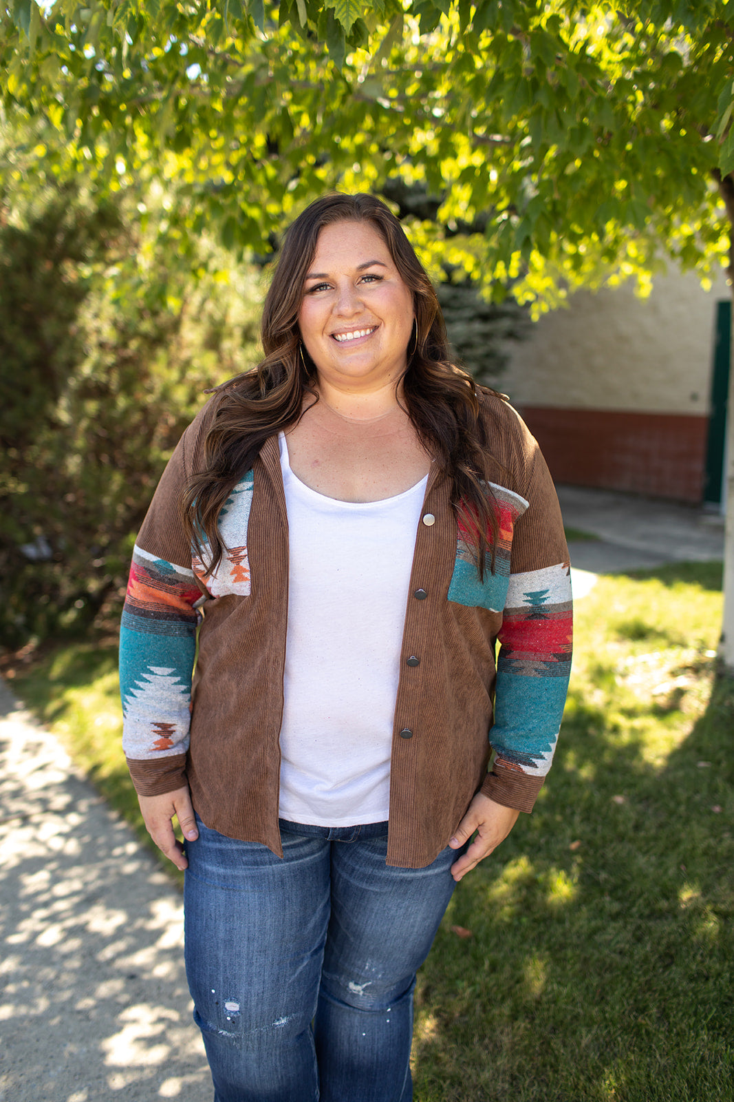 Brown Corduroy Nomad Aztec Shacket (SM-2X)