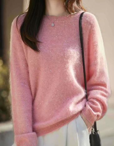 2025 🎁Christmas Solid Color Shimmering Relaxed Cashmere Warm Sweater