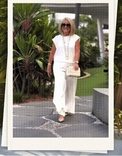 Women's Two-Piece Linen-Cotton Top And Pants