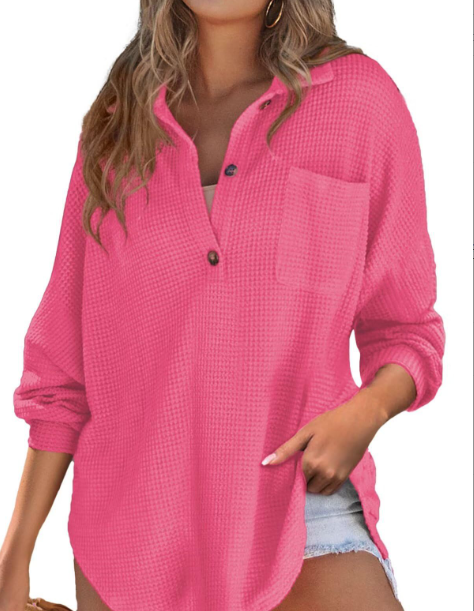 2024 New loose Waffle knit top