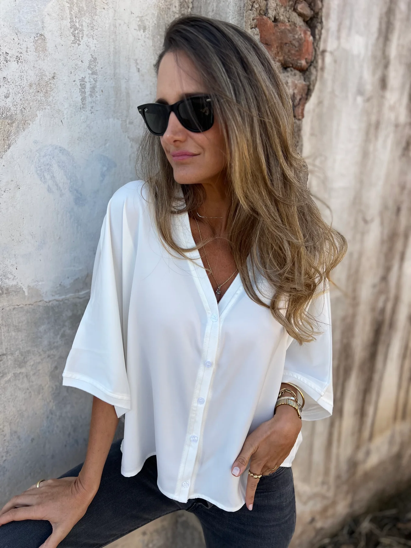 Silk 3/4 Half Lantern Sleeve Vest