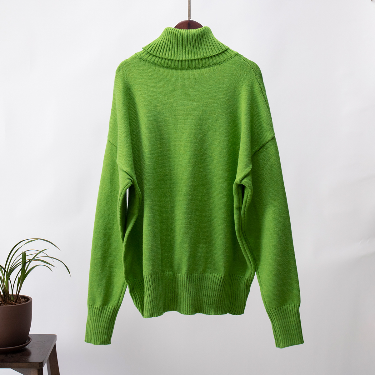 2025 Women Turtleneck Sweater Casual Loose Knitted Jumper