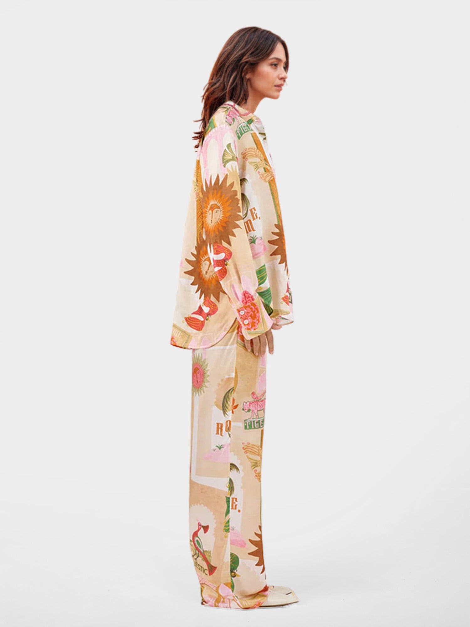 Tiger Print Wide-Leg Pants