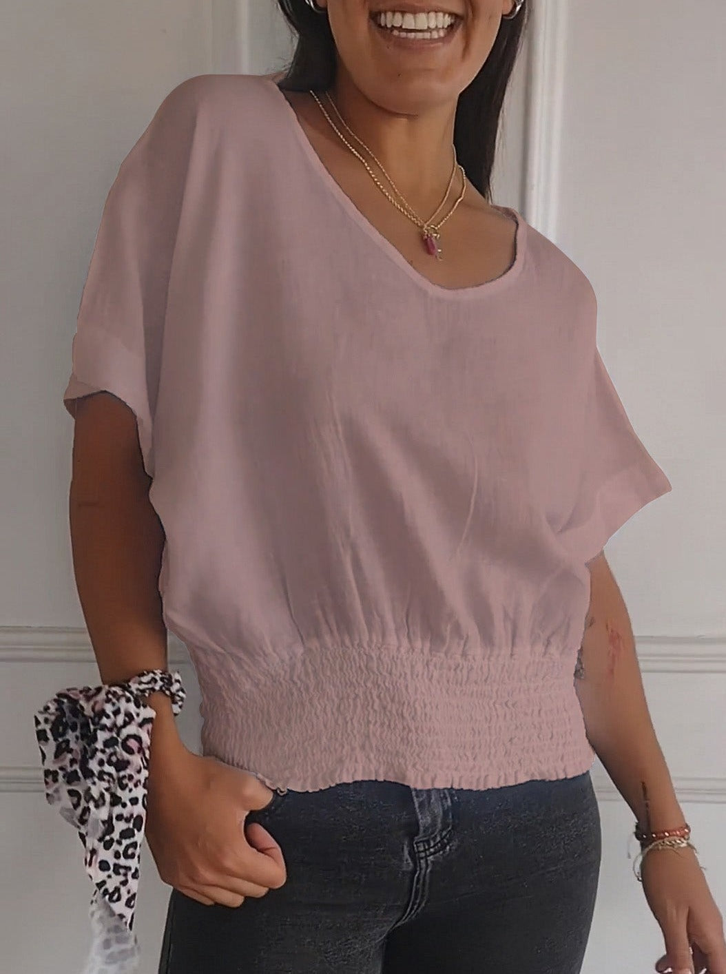 2024 Ladies V-neck Short Sleeve T-shirt