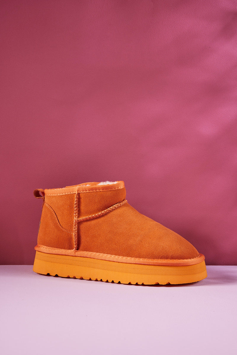 Ultra Mini Platform Low Ankle Boot - Orange