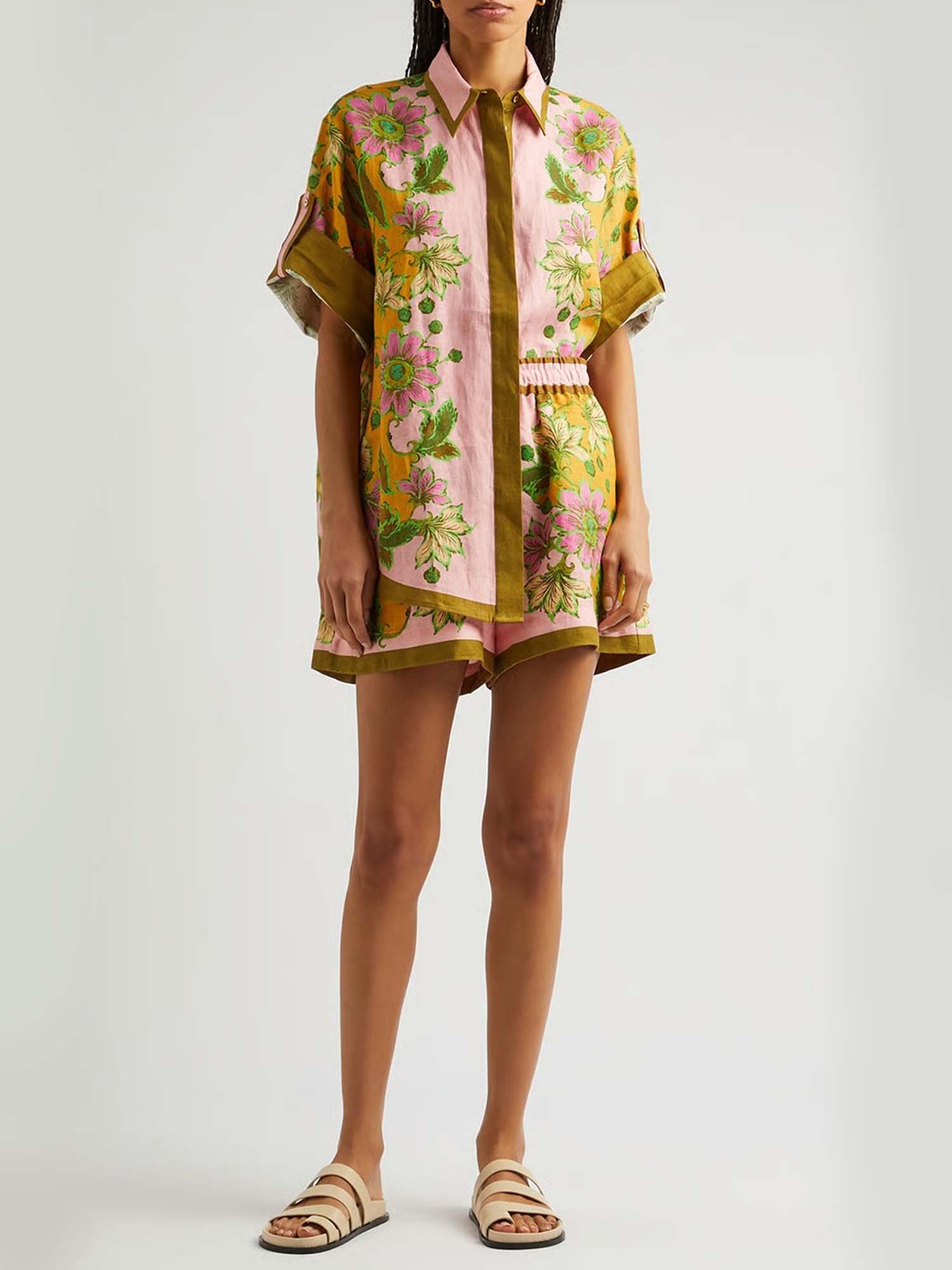 Tropical Botanical Shirt & Shorts Set
