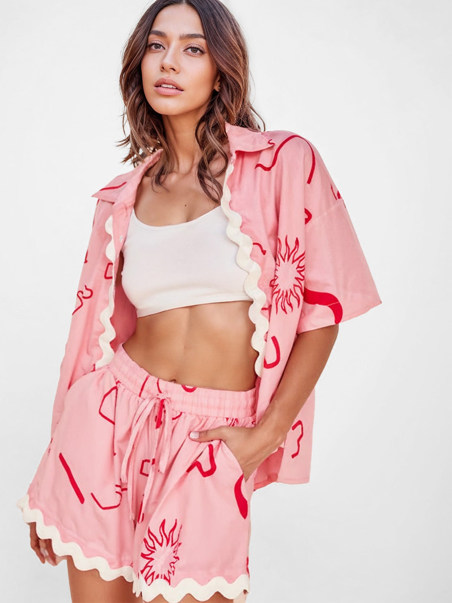 Pink Scalloped Edge Two-Piece Set