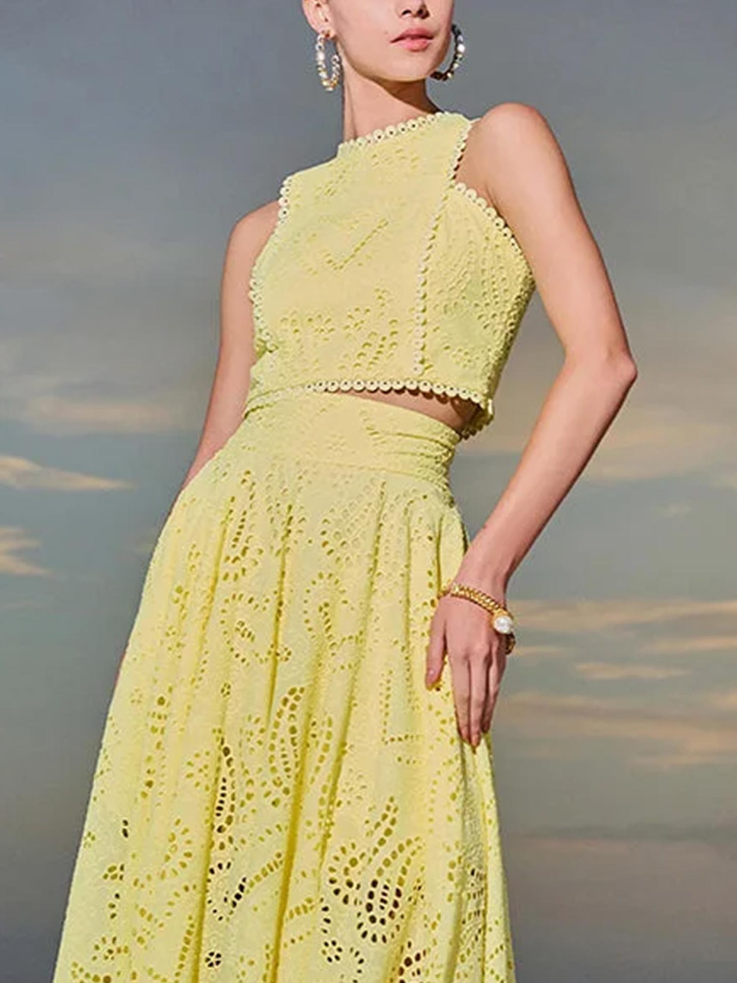 Embroidered Eyelet Crop Top