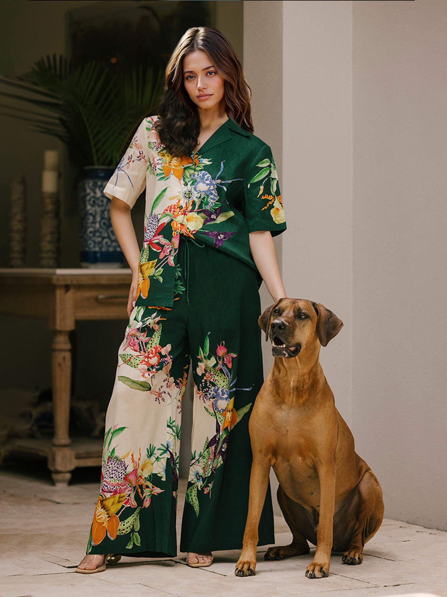 Floral Print Wrap-Front Shirt