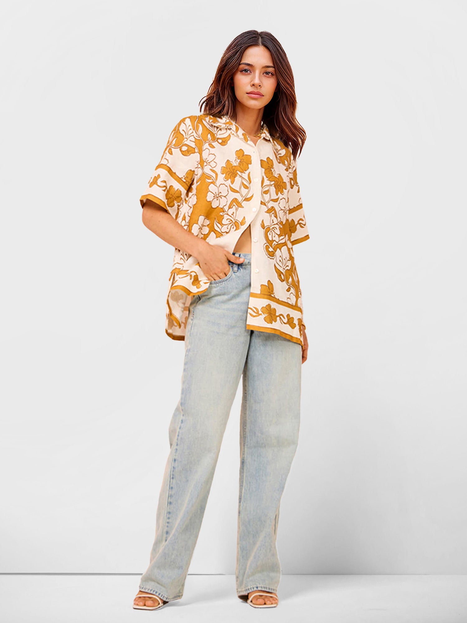 Vintage Tapestry Print Oversized Shirt