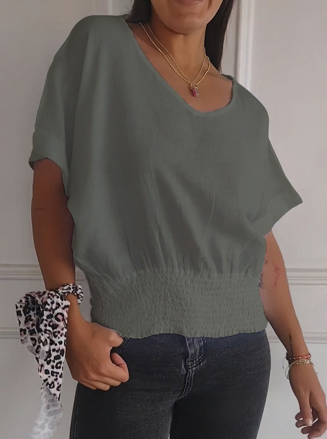 2024 Ladies V-neck Short Sleeve T-shirt