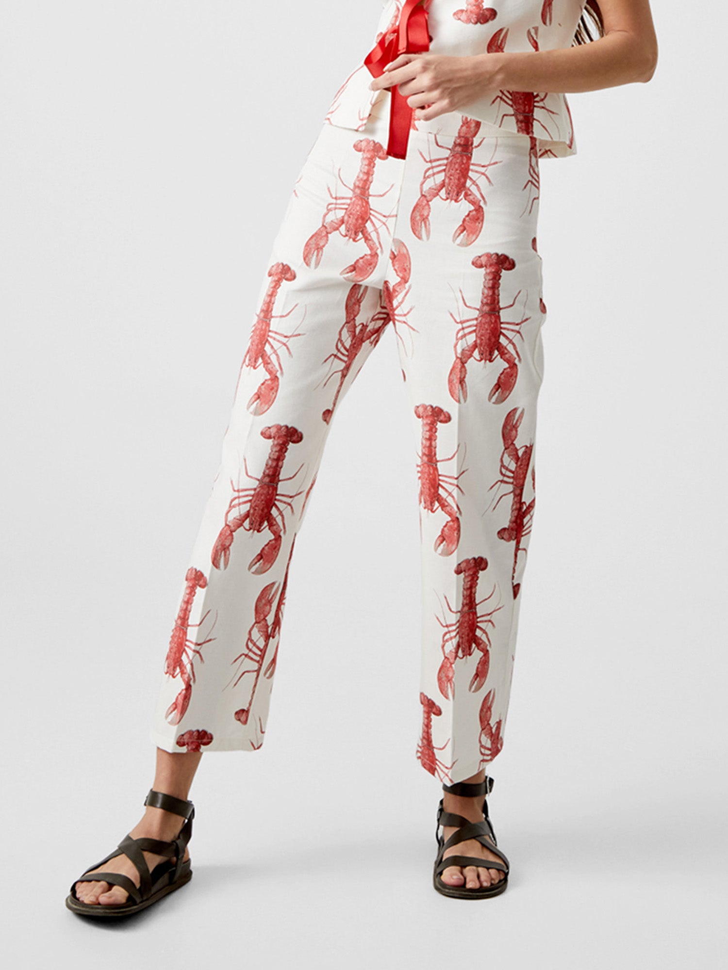 Lobster Print Cropped Pants