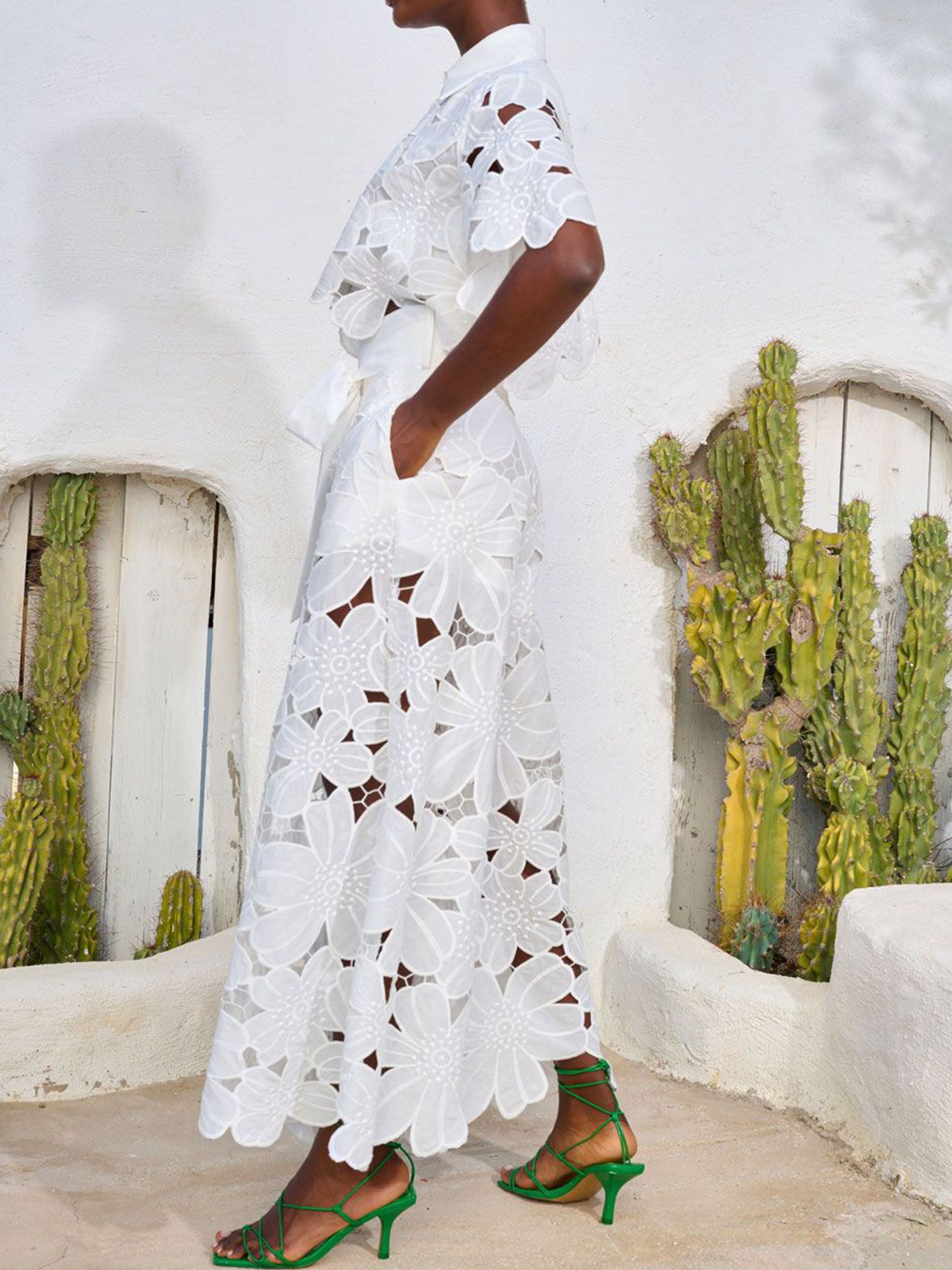 Floral Lace Cut-Out Pants