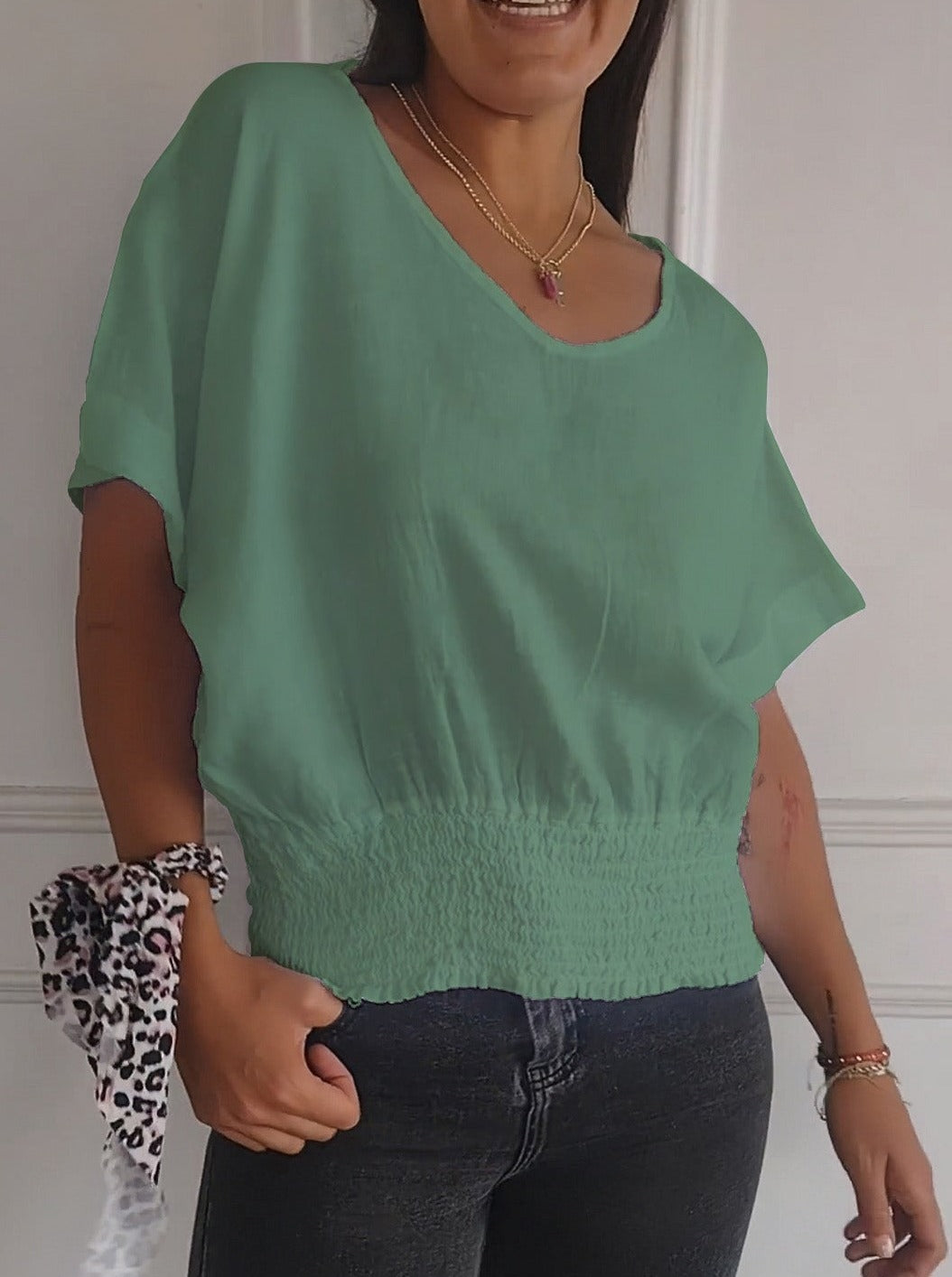 2024 Ladies V-neck Short Sleeve T-shirt