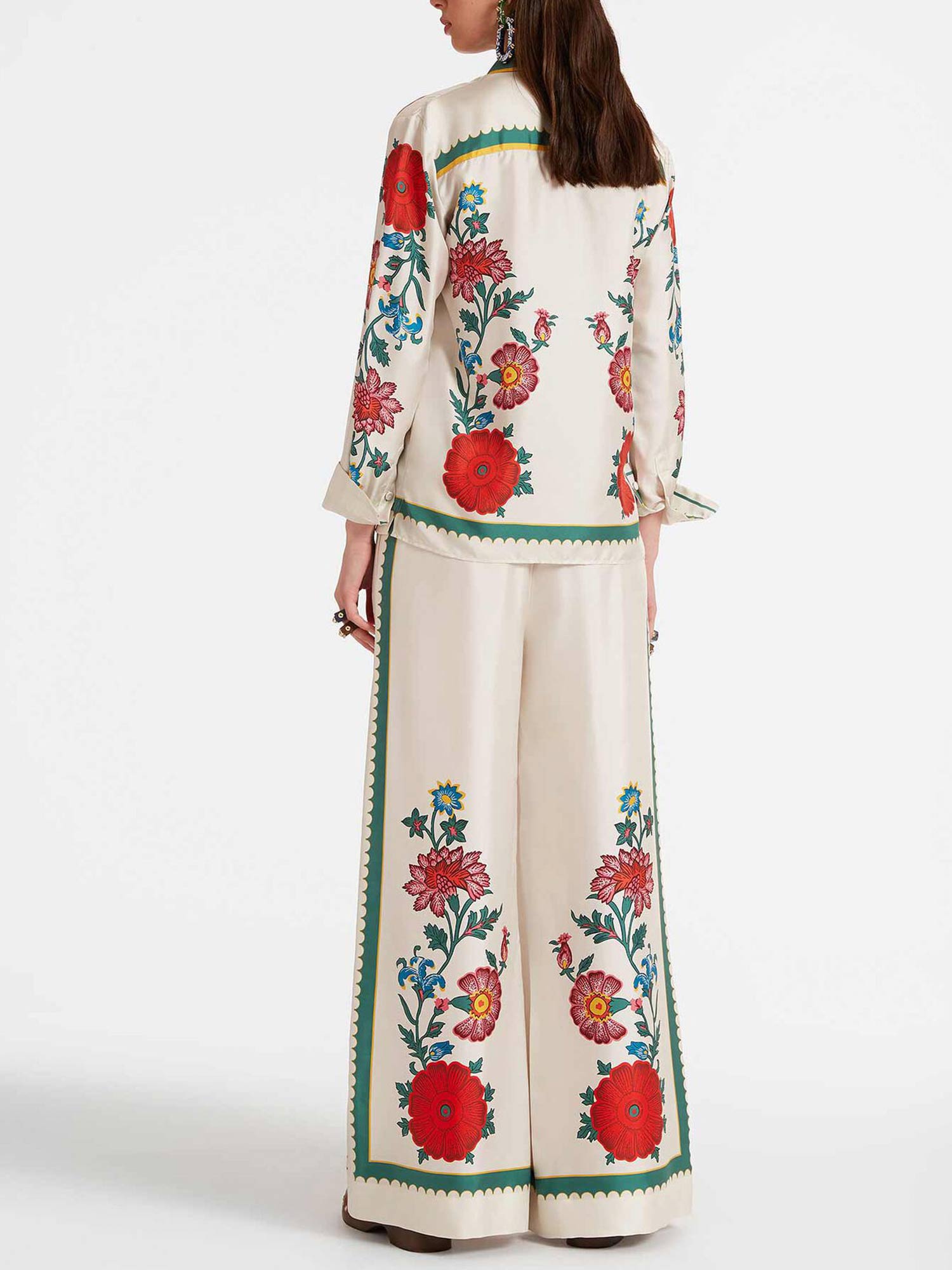 White Blossom Wide-Leg Pants