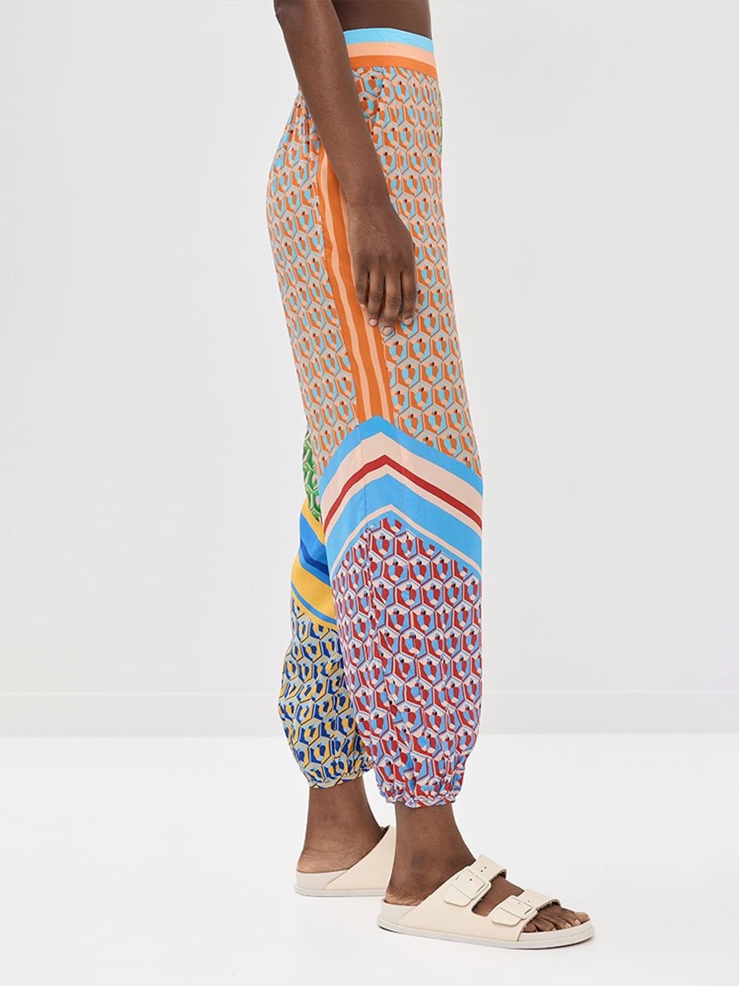 Geometric Print Drawstring Loose Bloomer Pants