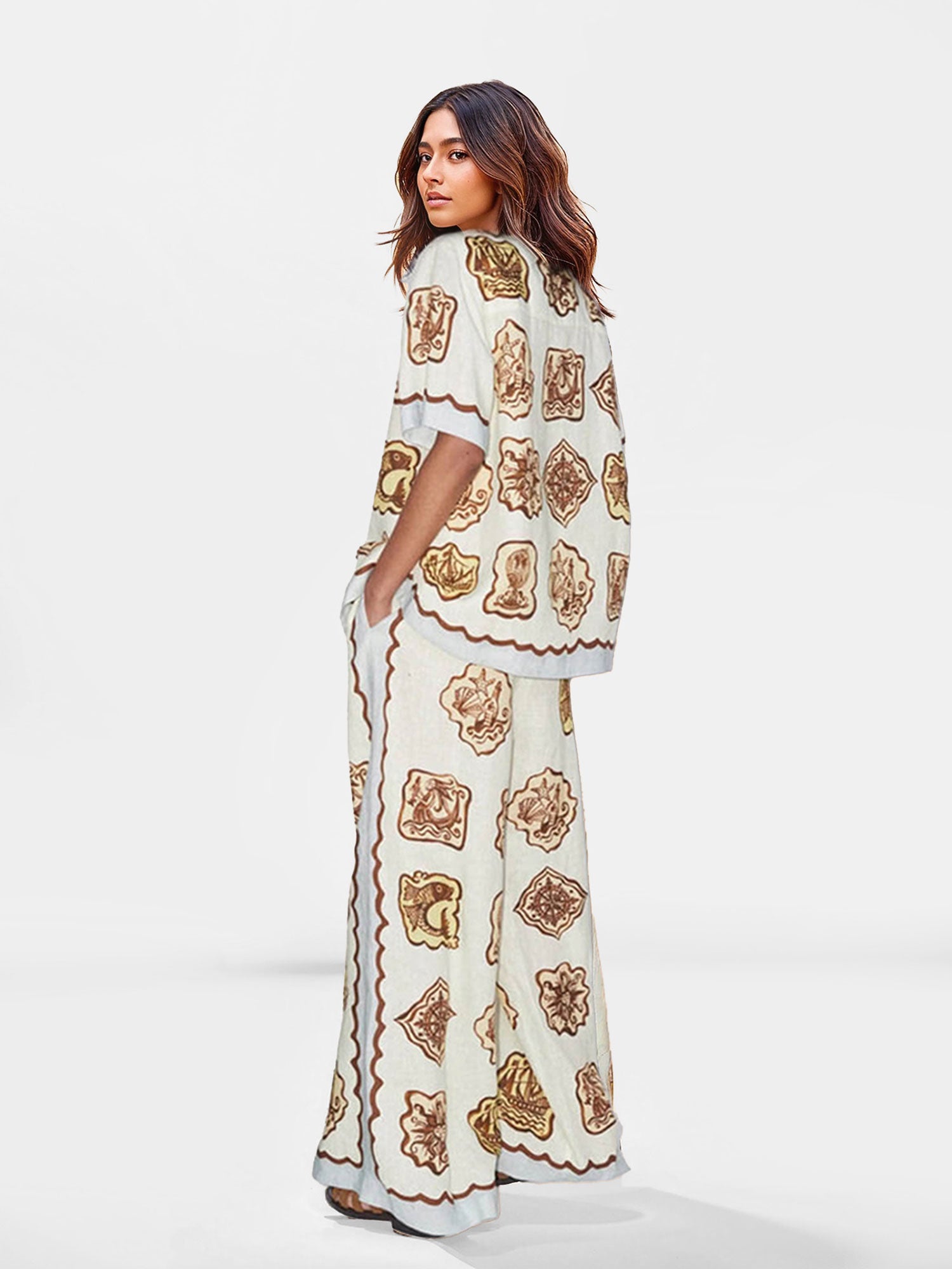 Abstract Print Button-Up Shirt