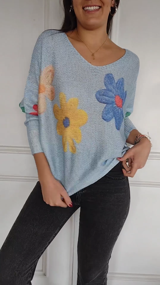 floral cutout sweater