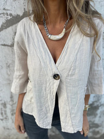 Classic 100% Linen Terracotta Jacket