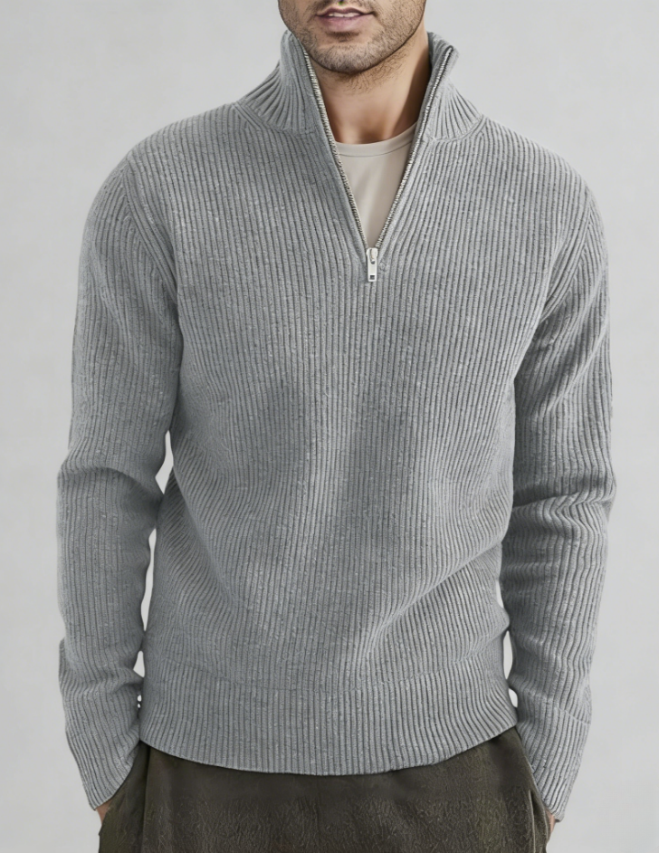 2025 Casual Thickened Half-High Zipper Neck Knit Sweater