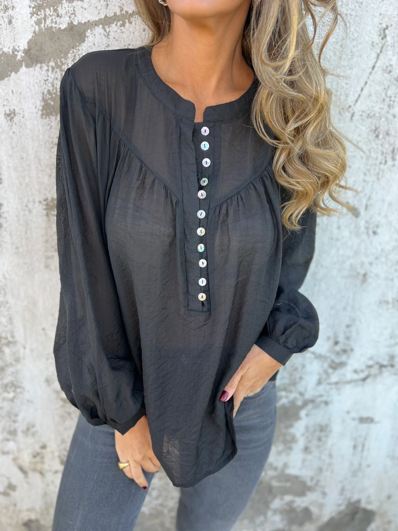 Casual Ice Silk Button Top