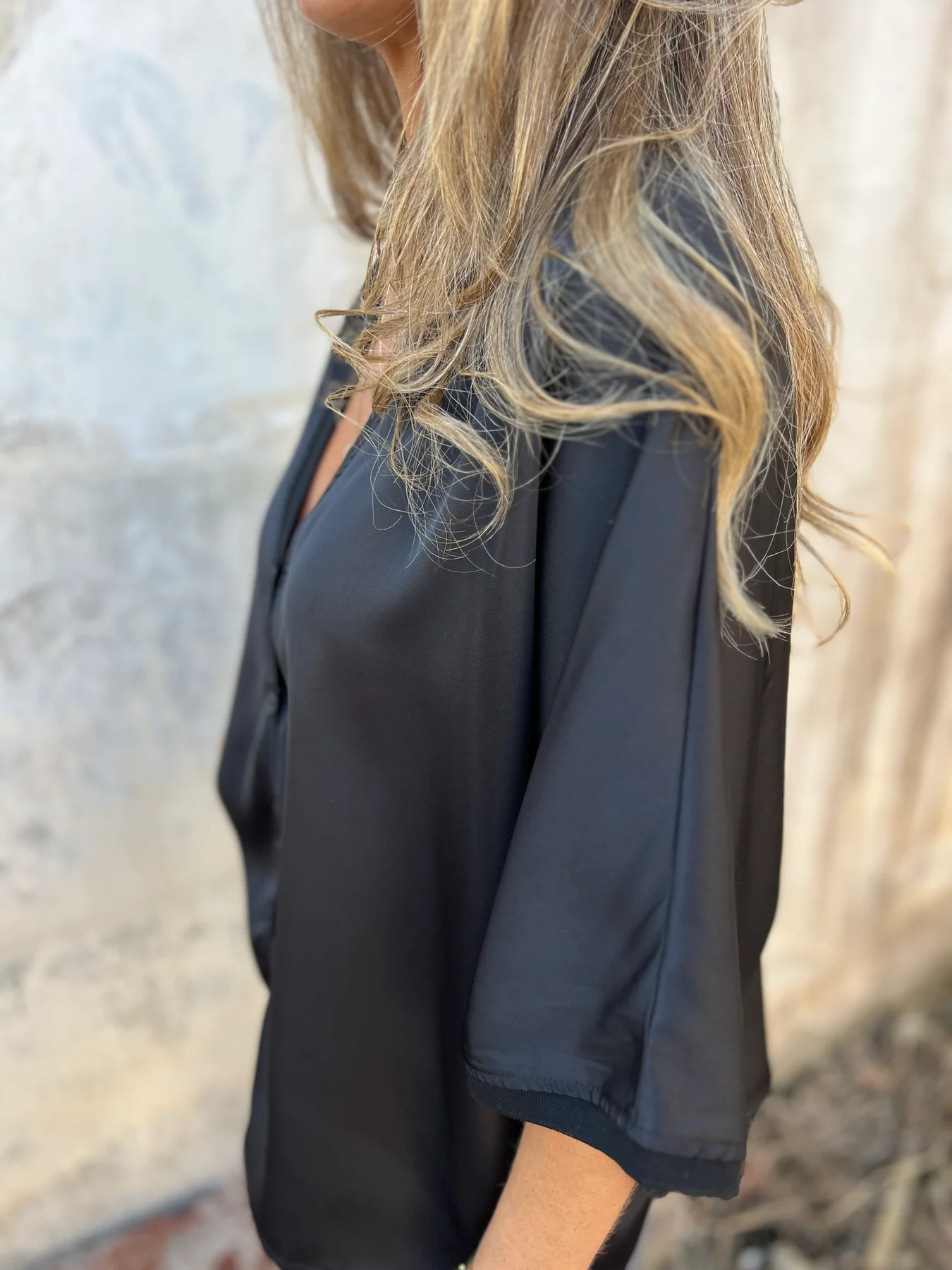 Silk 3/4 Half Lantern Sleeve Vest