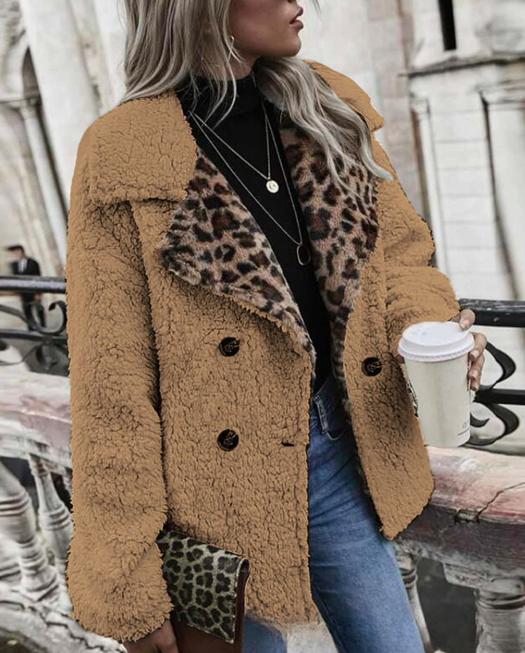 2026 Fashionable Lambswool Leopard Print Coat