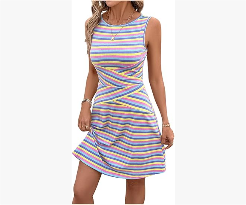 Women's Casual sleeveless striped dress
