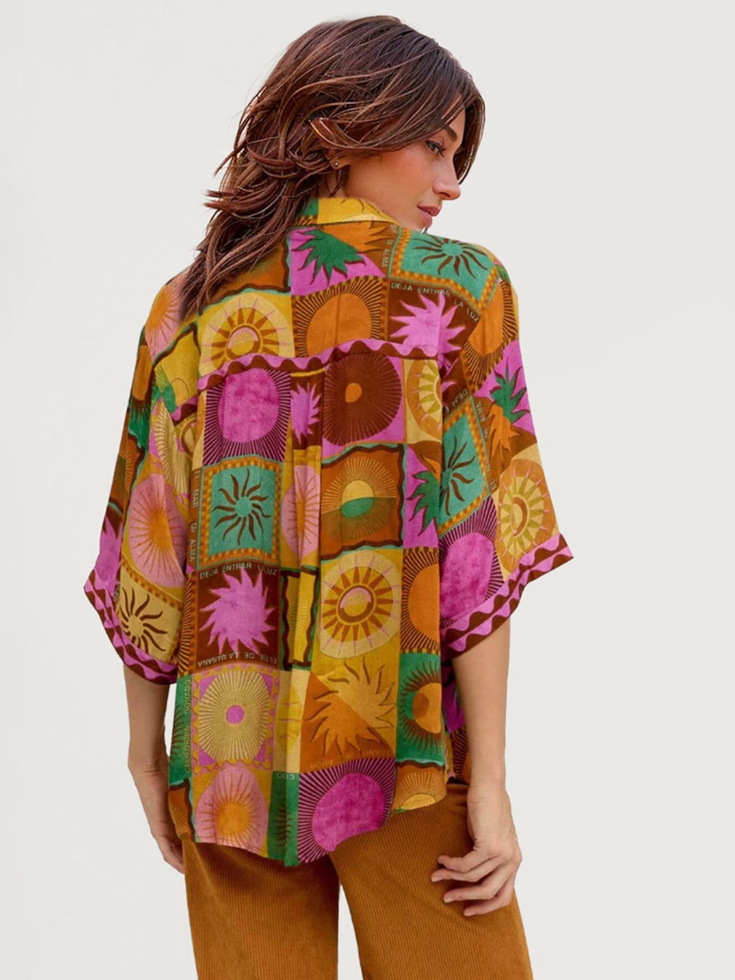 Boho Floral Print Oversized Shirt