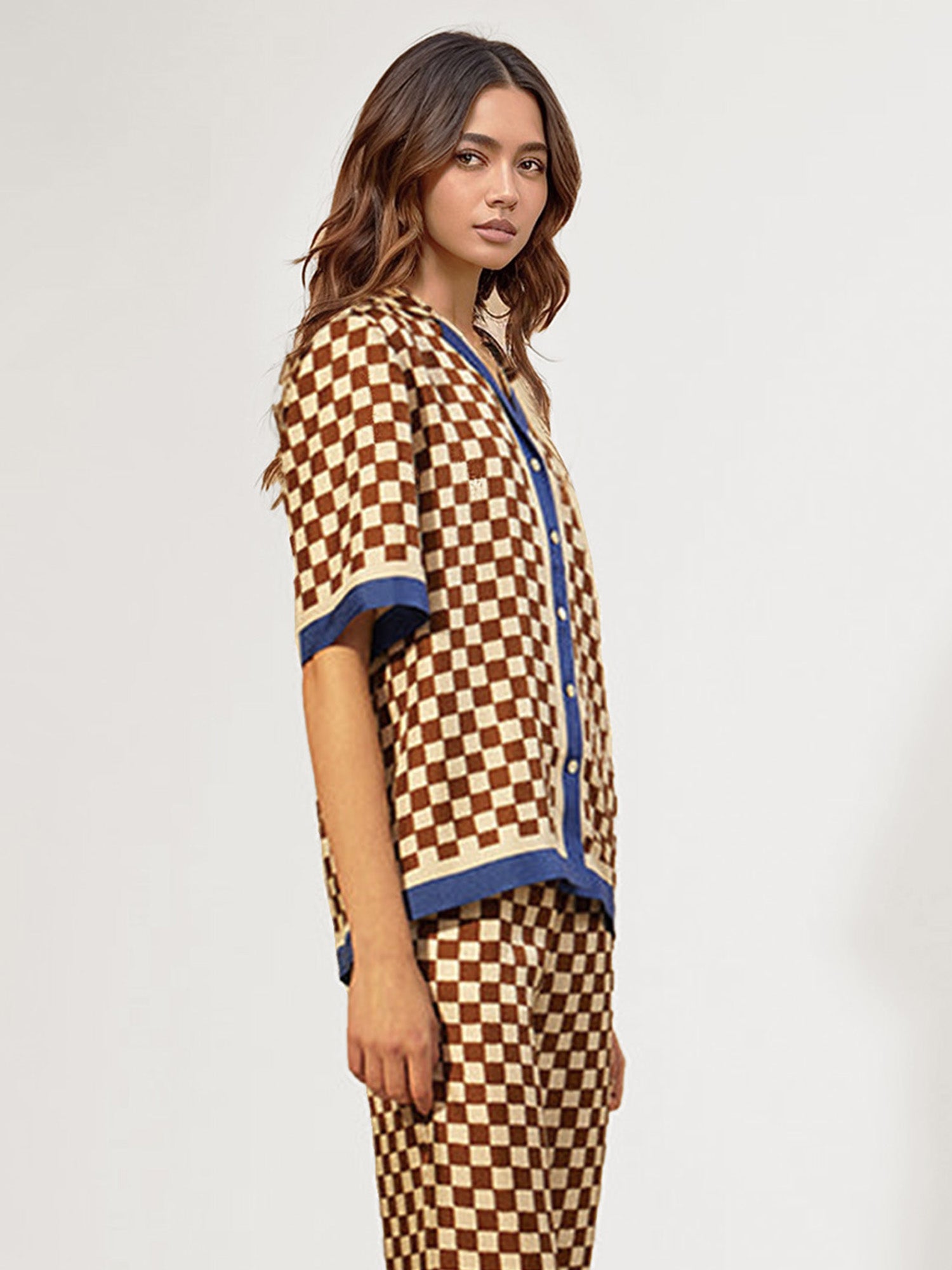 Retro Checkerboard Short-Sleeve Shirt