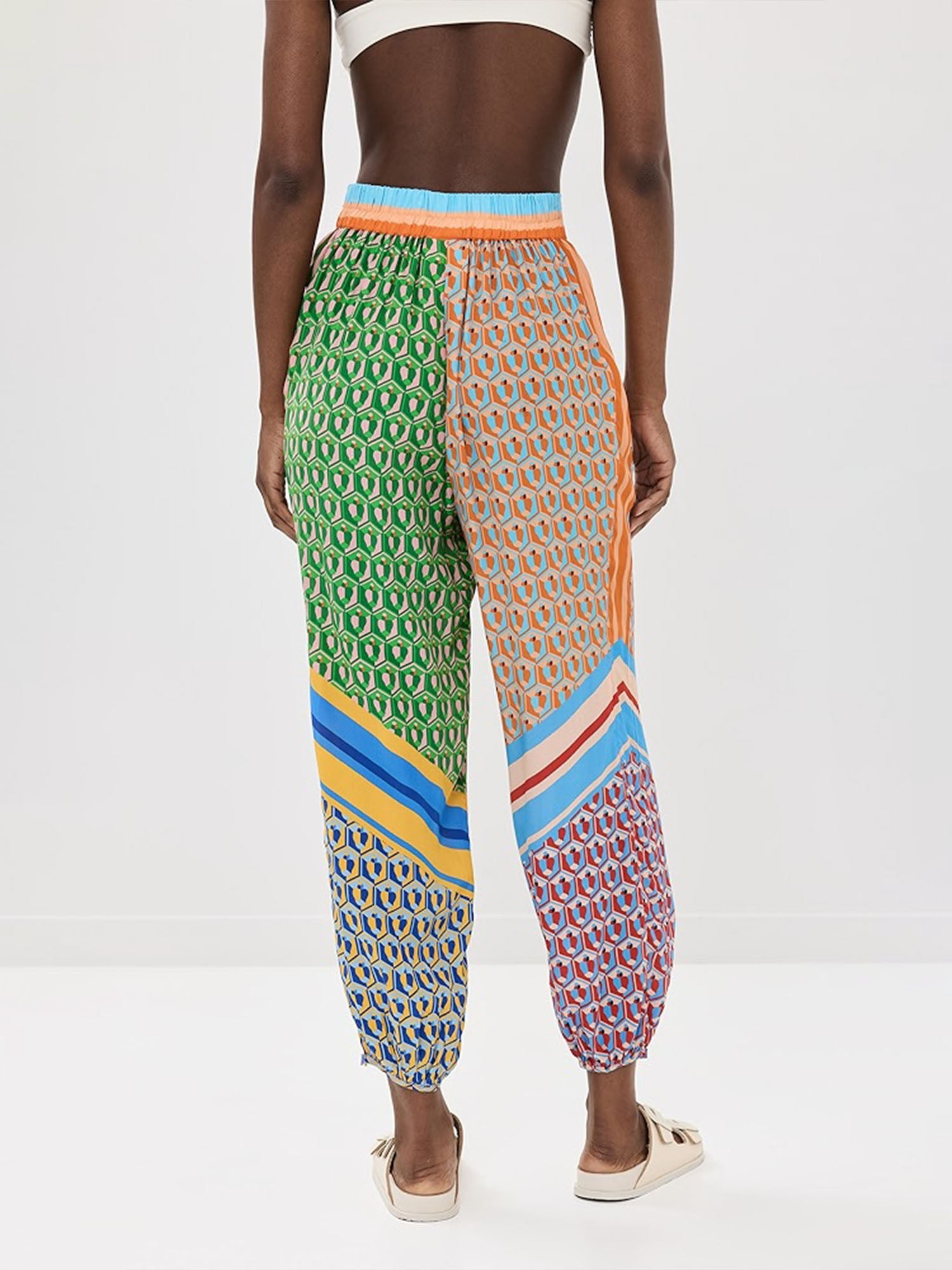 Geometric Print Drawstring Loose Bloomer Pants
