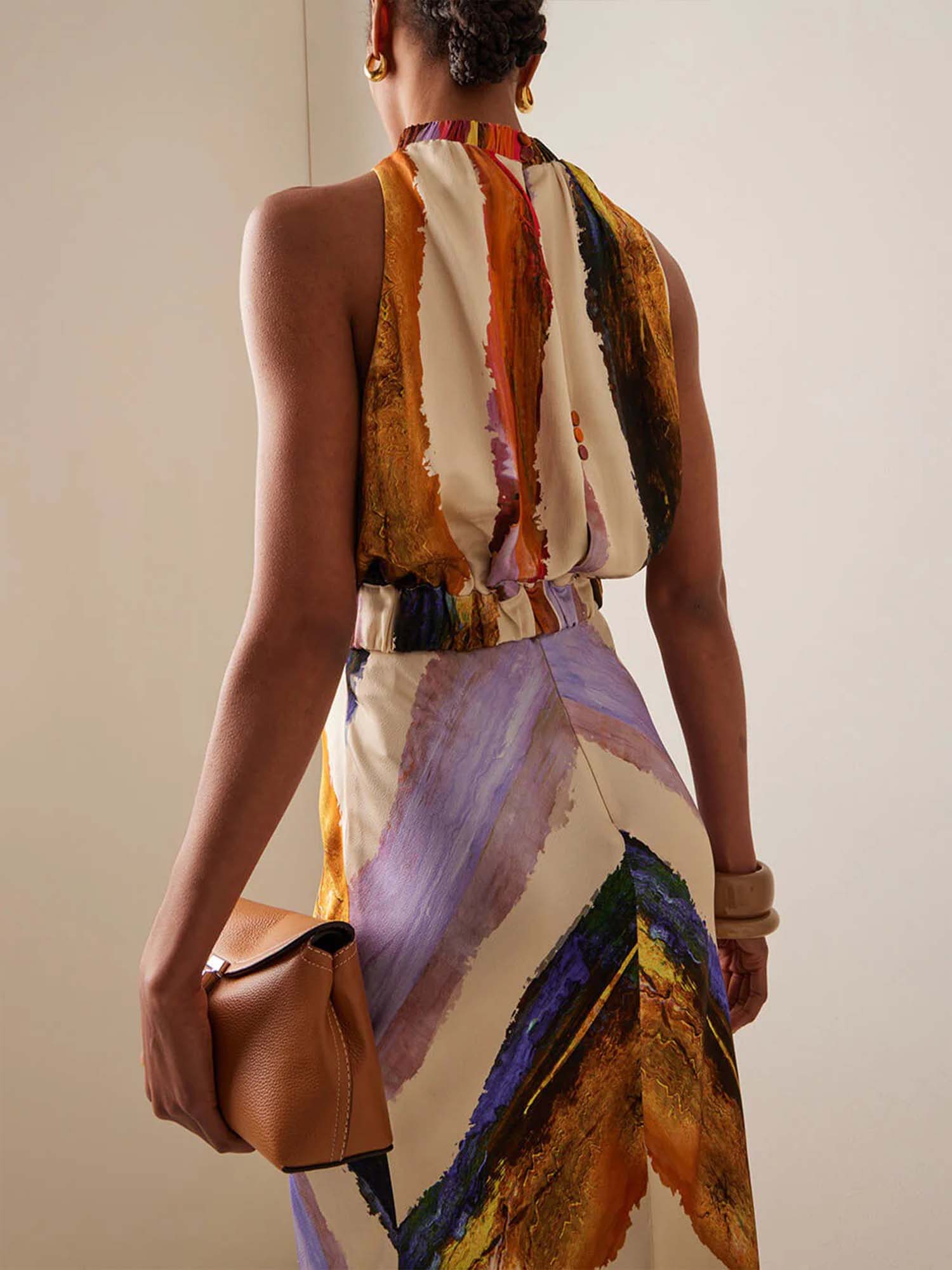 Sunset Chevron Halter Maxi Set