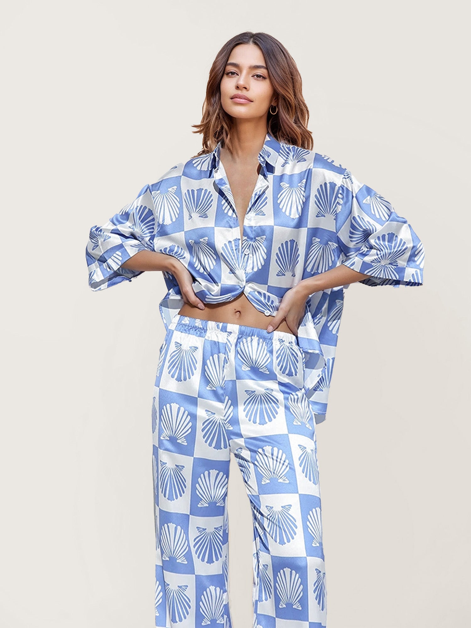 Seashell Dreams Oversized Button-Down Shirt
