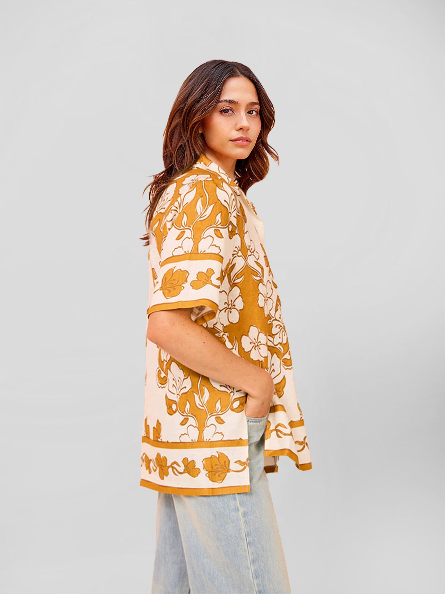 Vintage Tapestry Print Oversized Shirt