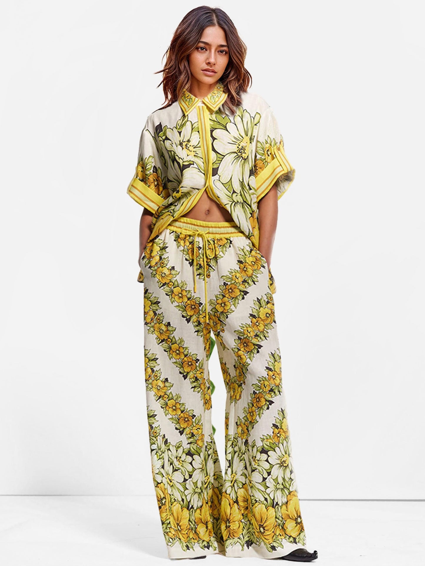 Tropical Print Button-Up Shirt