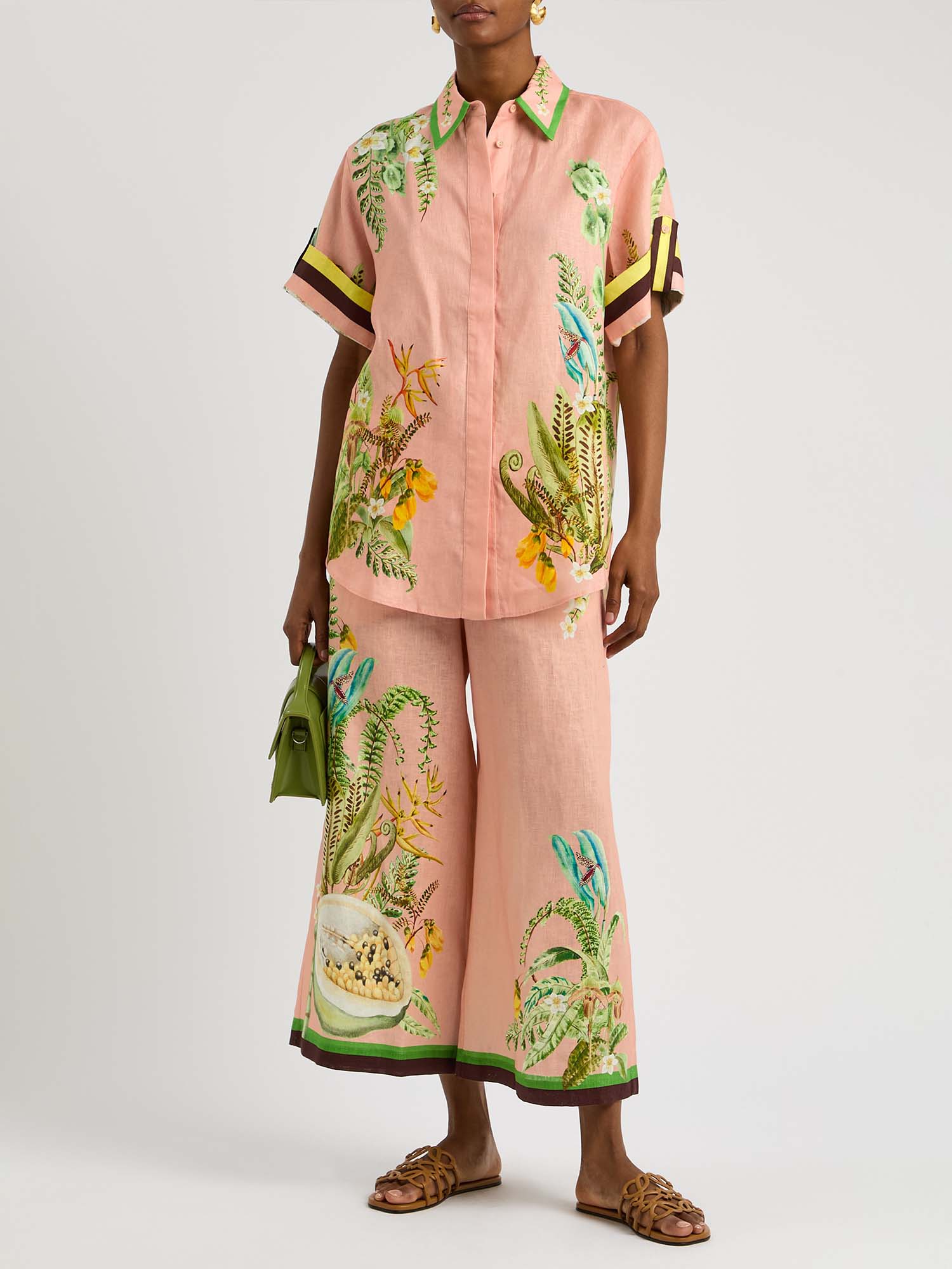 Papaya Garden Print Oversized Shirt